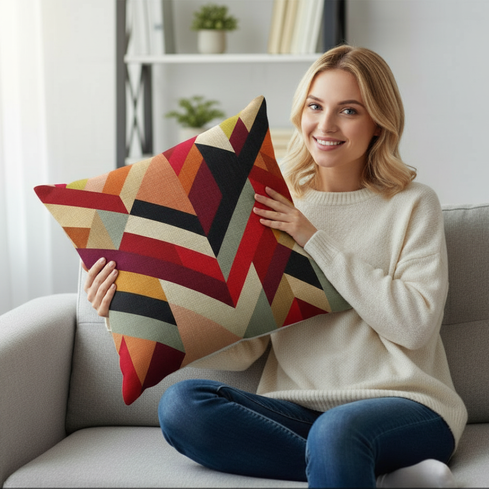 Geometric Pattern Throw Pillow  FULL set  (With  Insert) size 18"x18"