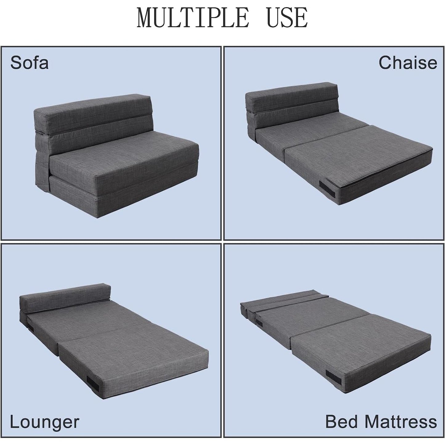 Memory Foam Sleeper Chair With Washable Cover Dark Gray