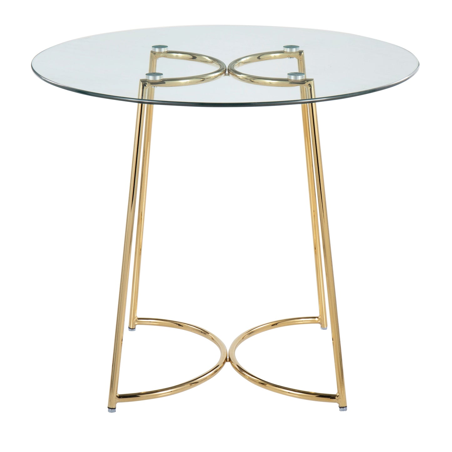 Cece Contemporary/Glam Dinette Table in Gold Steel with Clear Glass Top by LumiSource