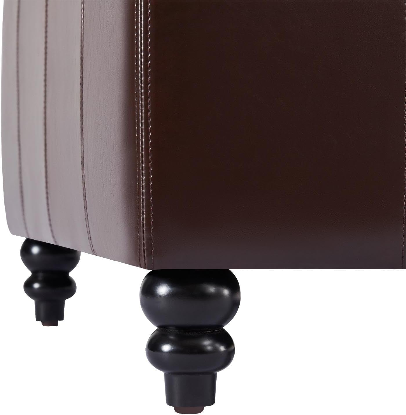 Square Leather Storage Ottoman 30-Inch Brown Durable