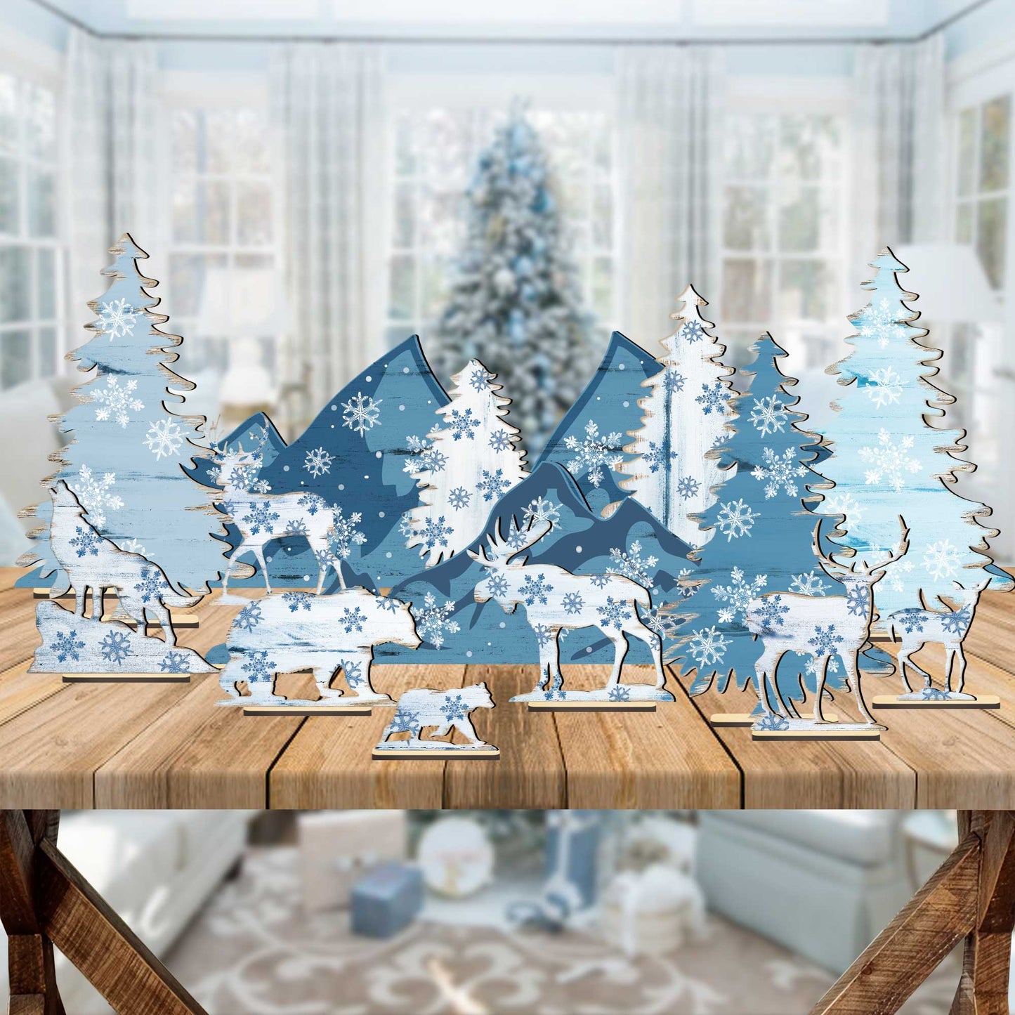 Winter Forest Village Set of 15 by G. DeBrekht - Christmas Decor - 852750-S15