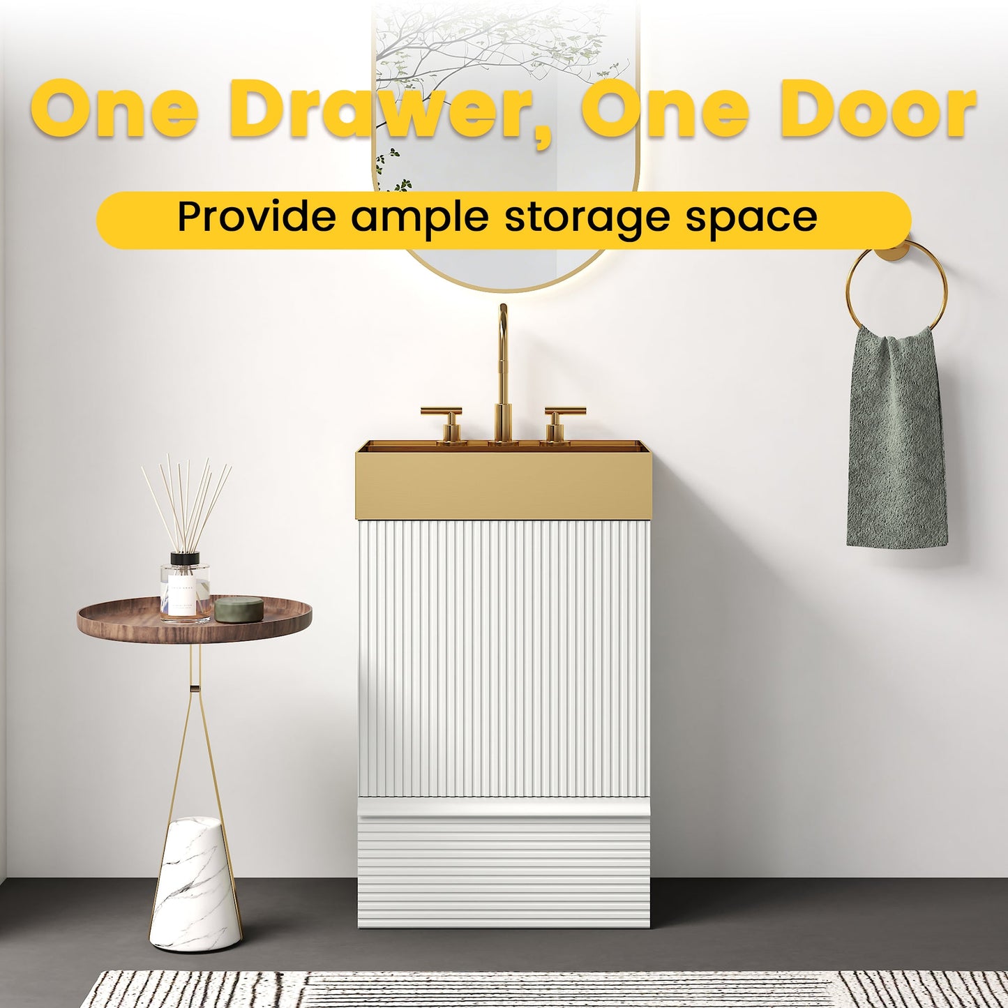 Gada 20" Striped Velvet Bathroom Vanity