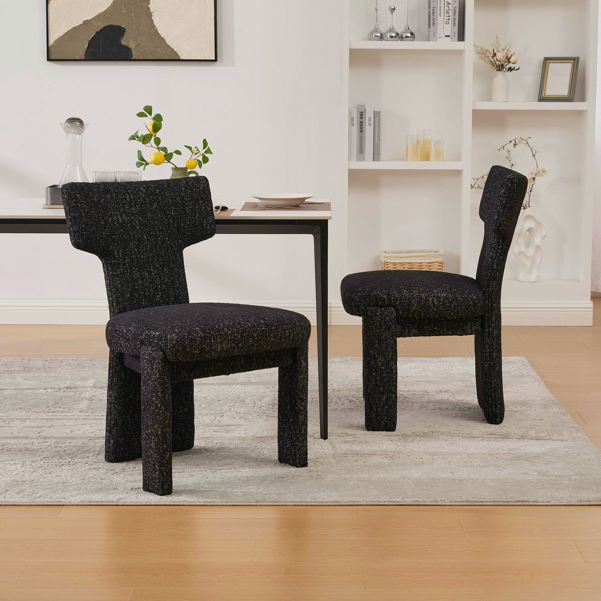 22.05" Wide Modern Upholstered Chenille Dining Chair Set of 2