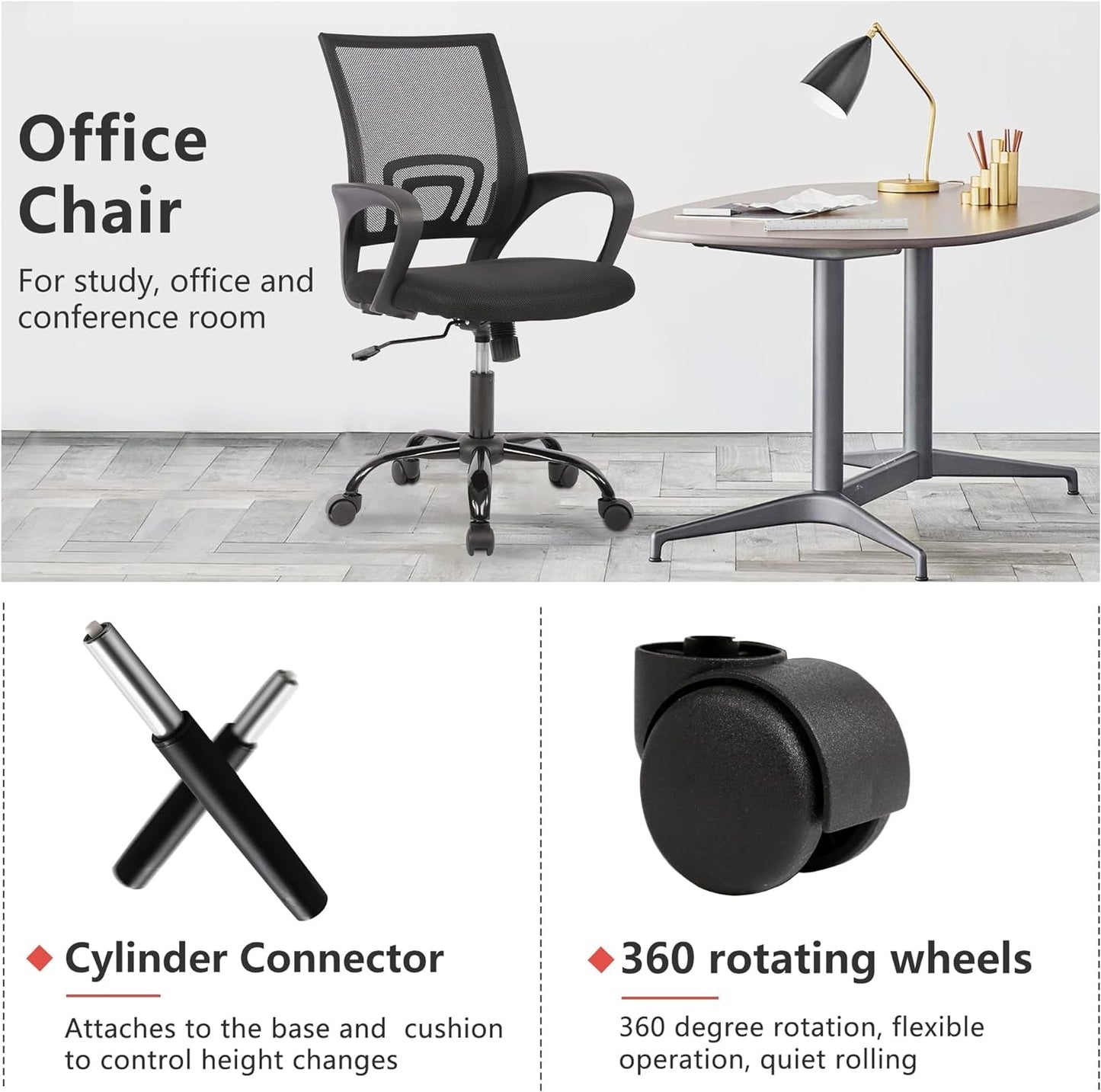 Ergonomic Black Office Chair With Lumbar Support And Mesh