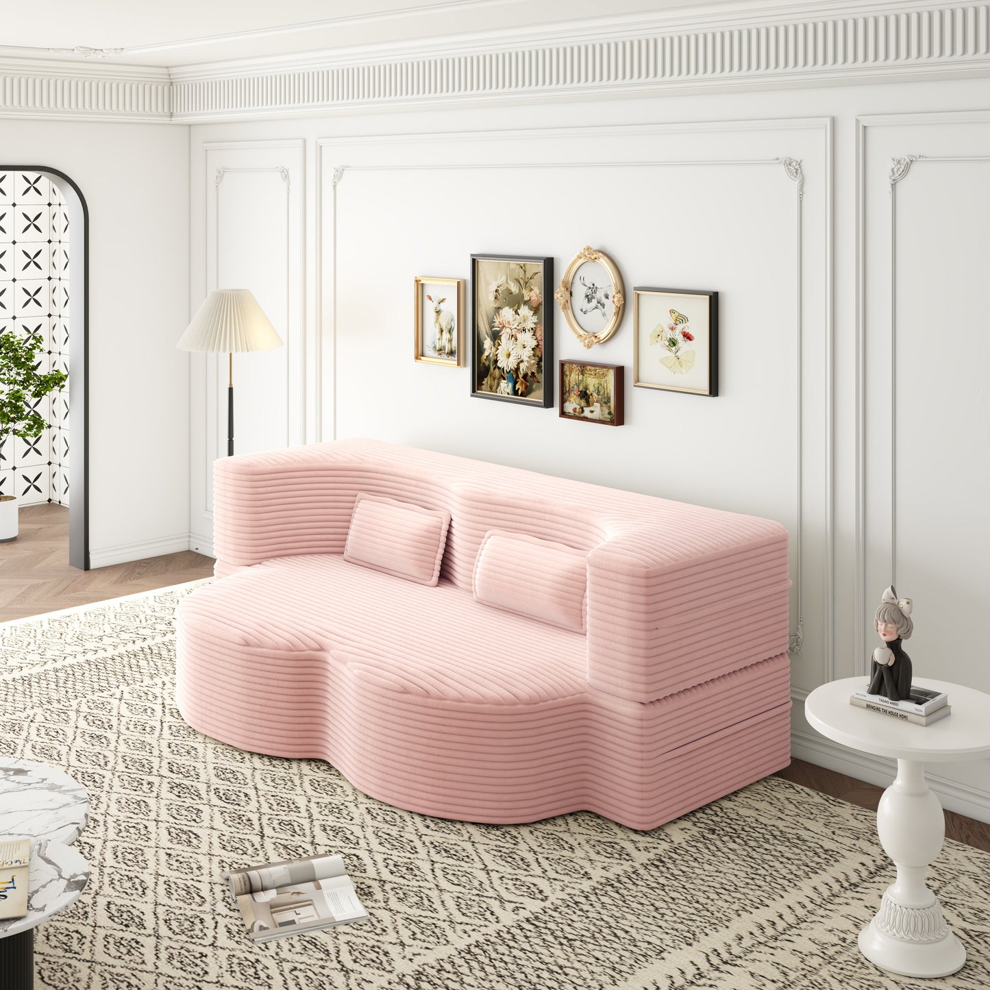 Modern Floor Sofa with 2 Pillows