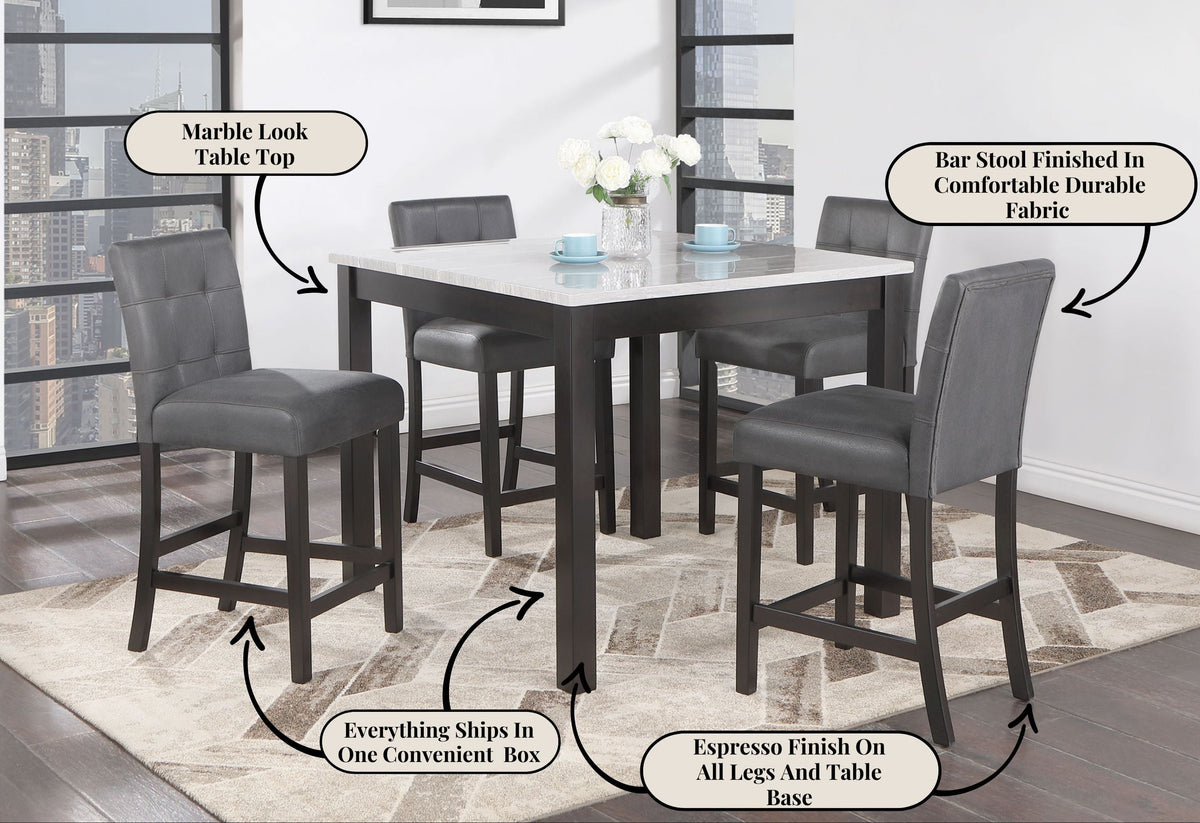 Leon Bar Table and 4 Bar Stools