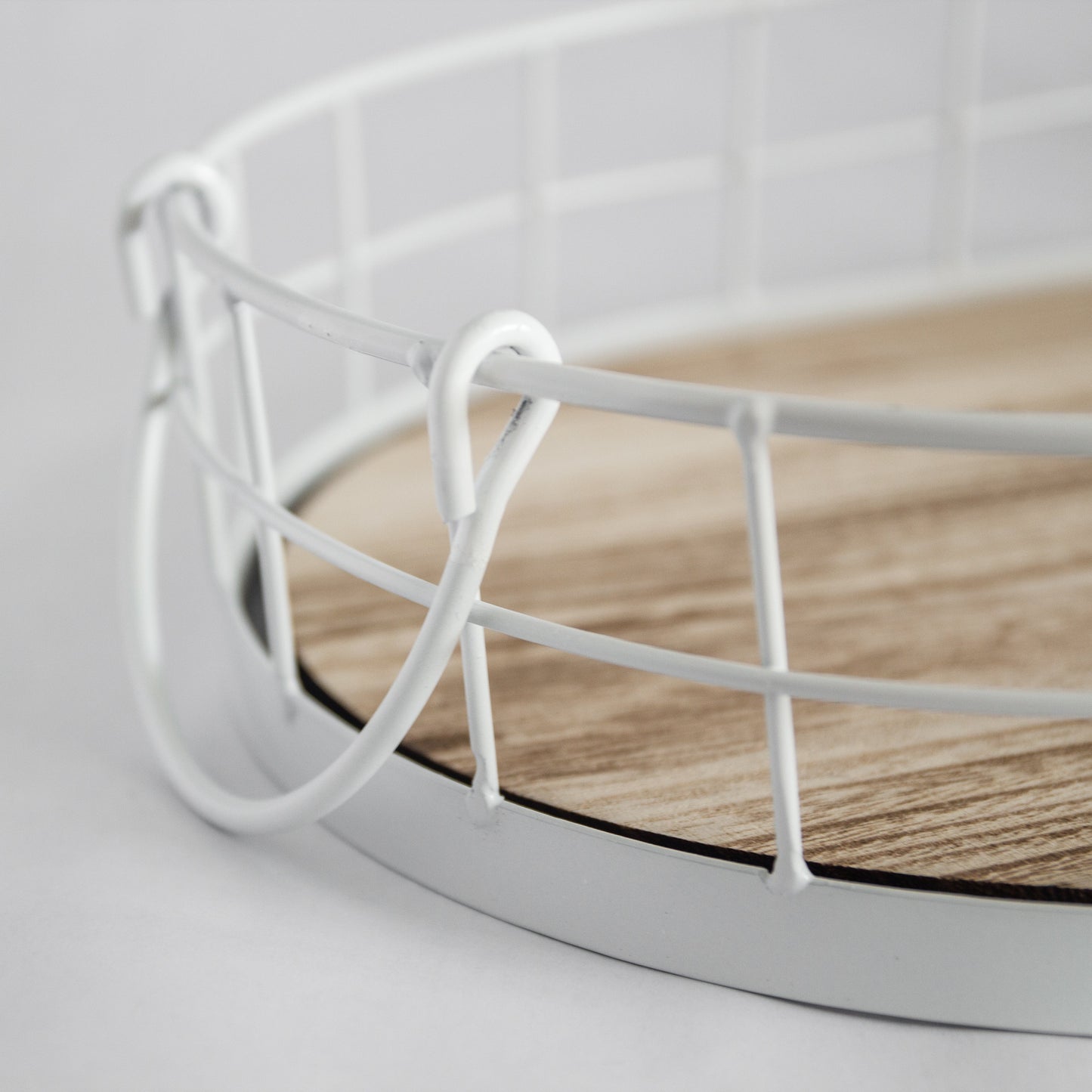 Oval Metal & Wood Tray
