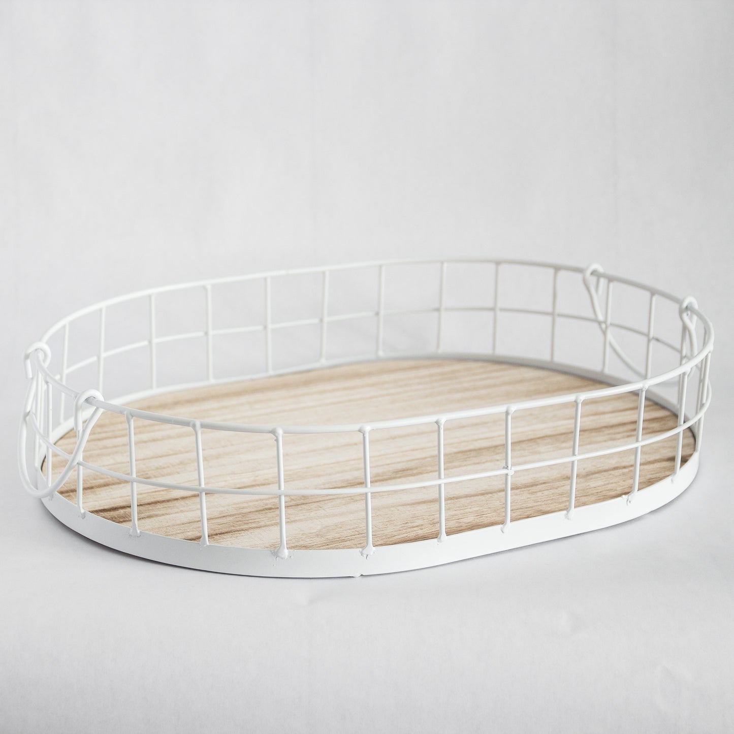 Oval Metal & Wood Tray