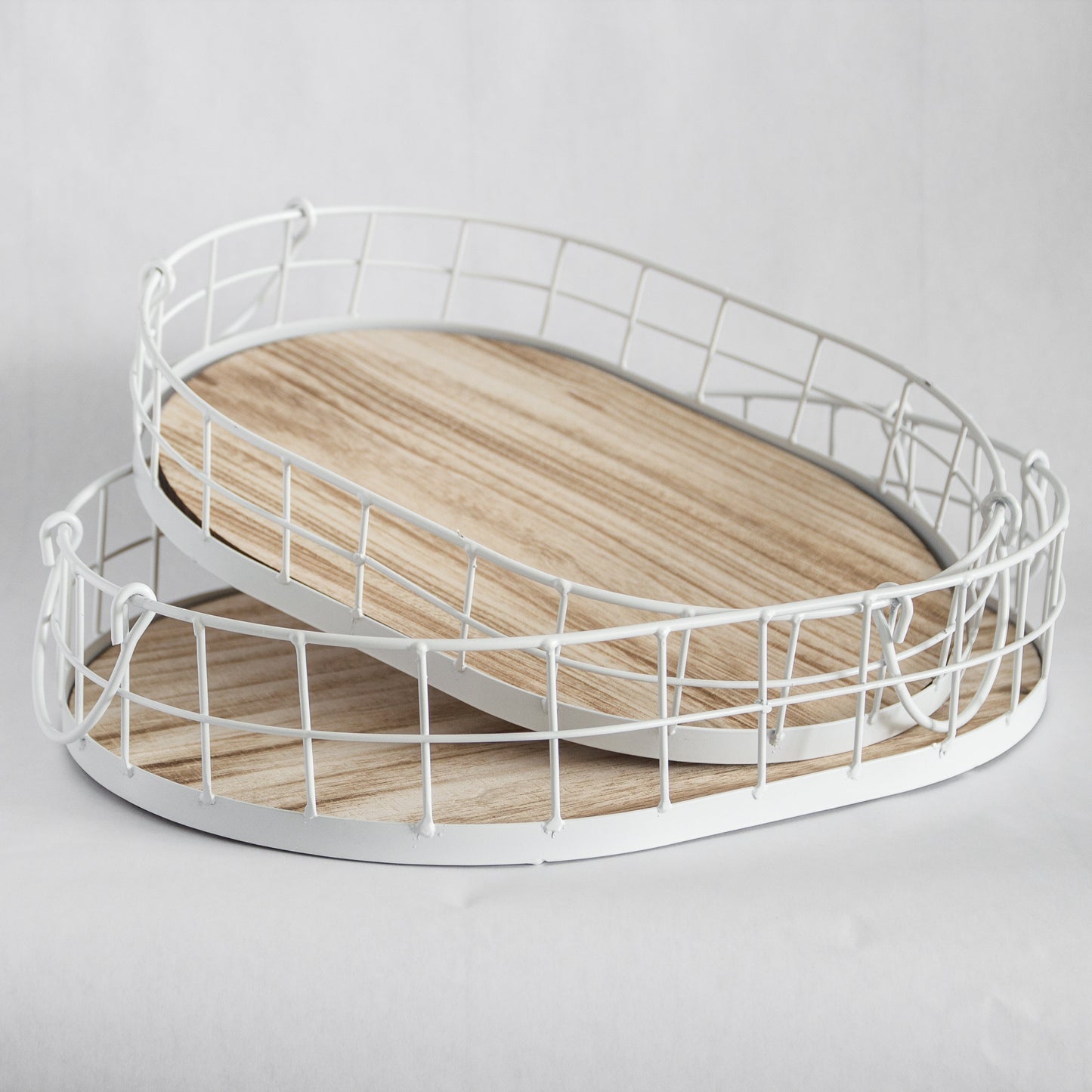 Oval Metal & Wood Tray