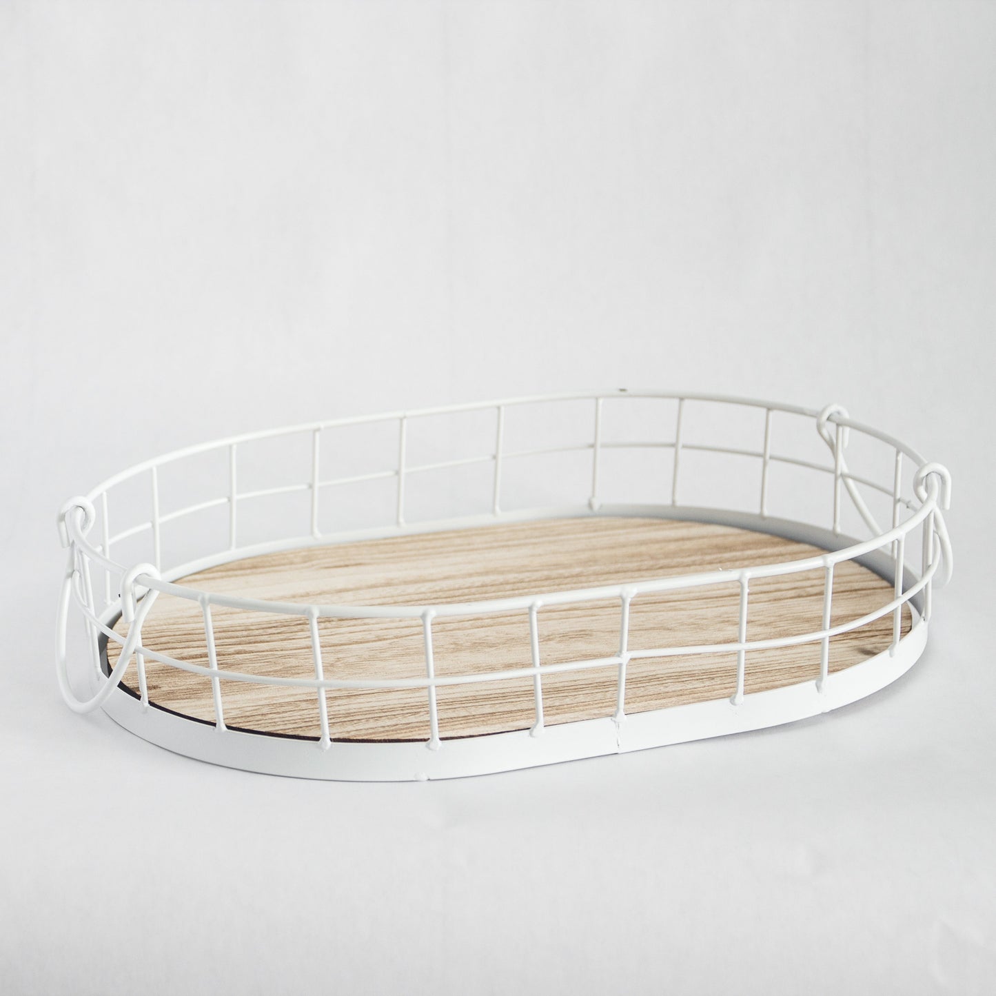 Oval Metal & Wood Tray