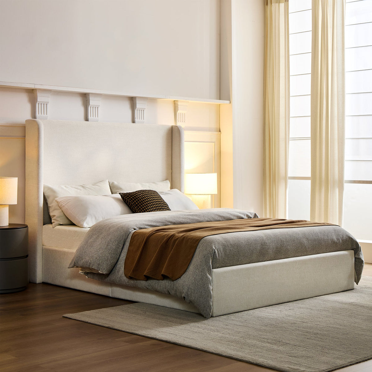 Carmen Upholstered Wingback Bed