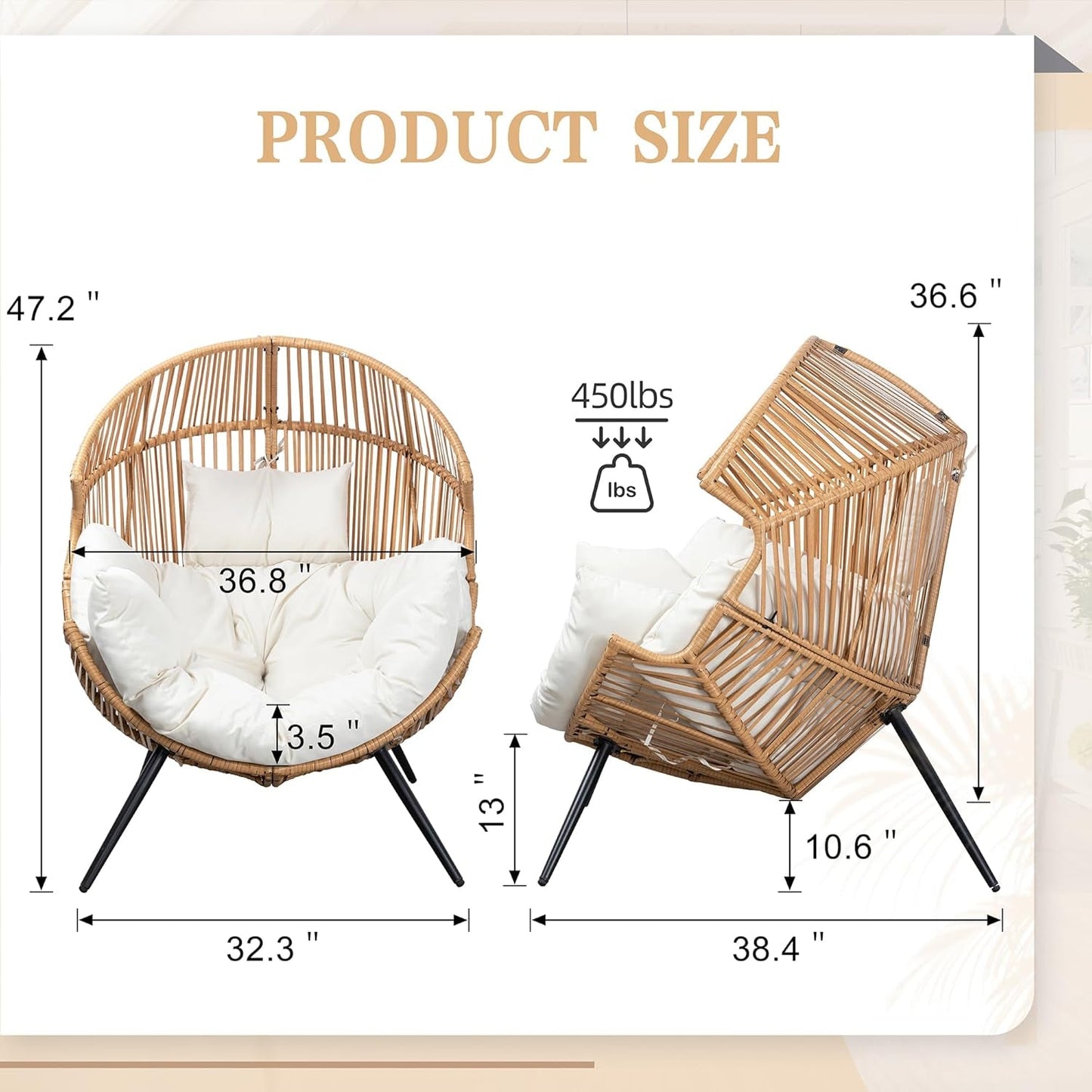 Cozy Outdoor Wicker Egg Chair with Soft Cushion