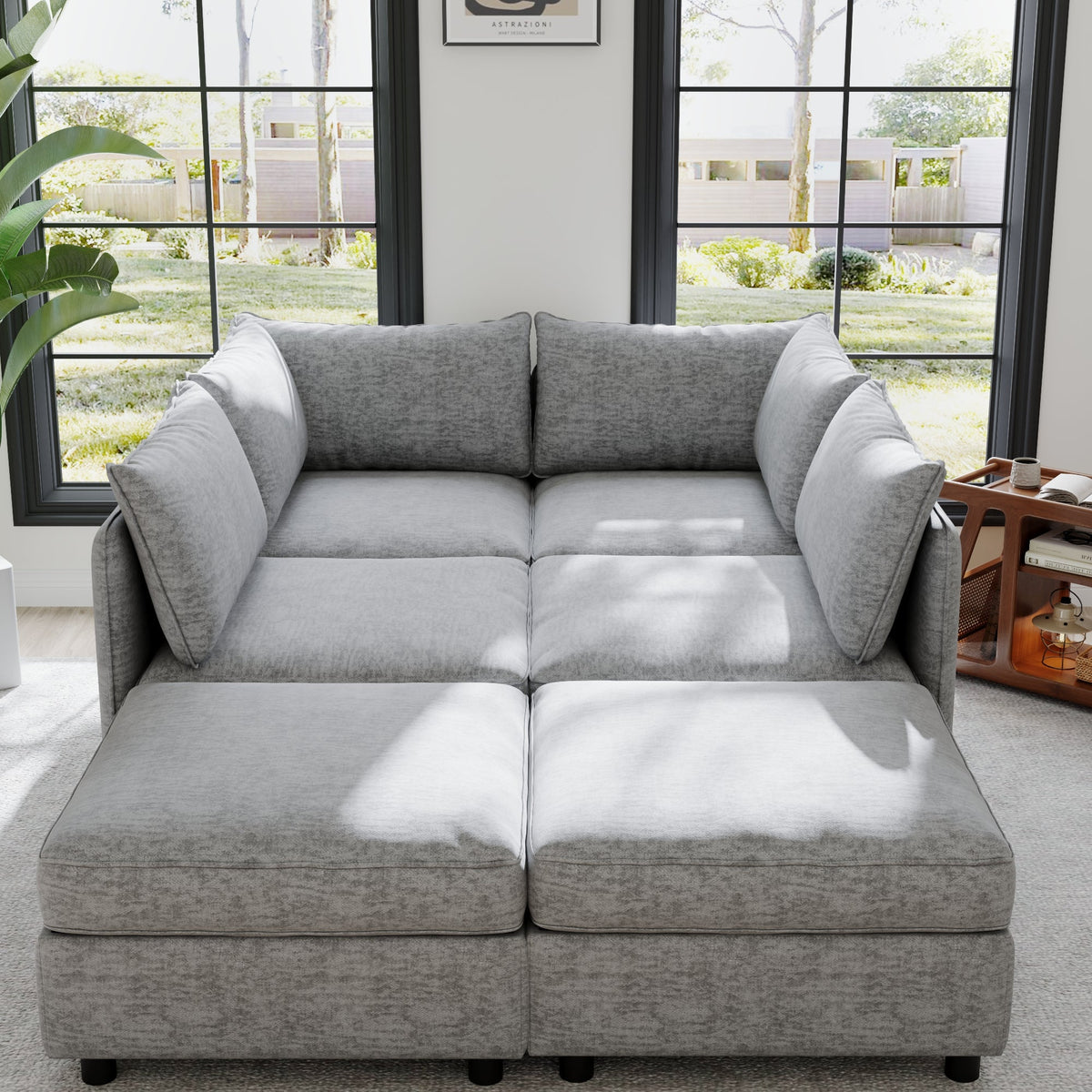 Modular Sectional Sofa, Convertible with Storage