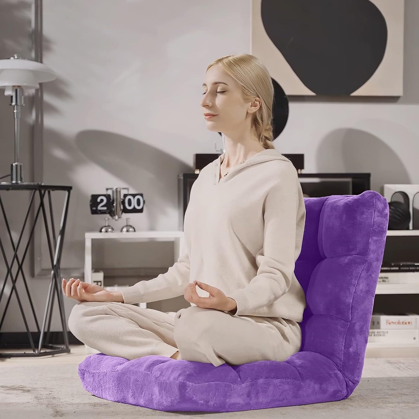 Purple Floor Chair With Back Support 14 Position Adjustable