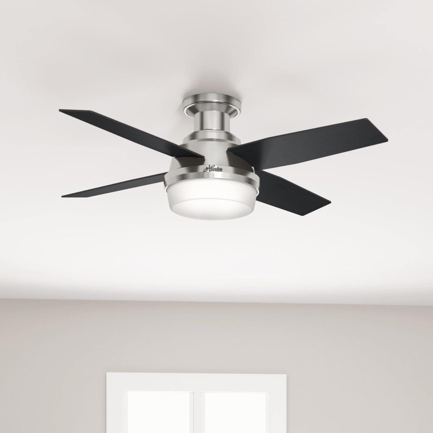 Fan Dempsey 44 Inch Brushed Nickel Ceiling Fan With LED