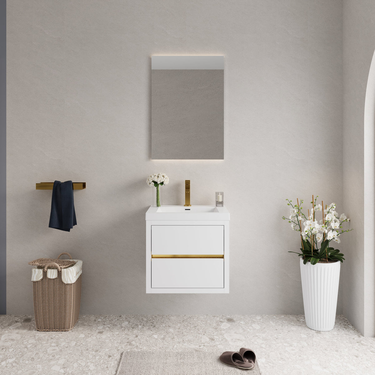 24" Wall-Mounted Bathroom Vanity with Sink