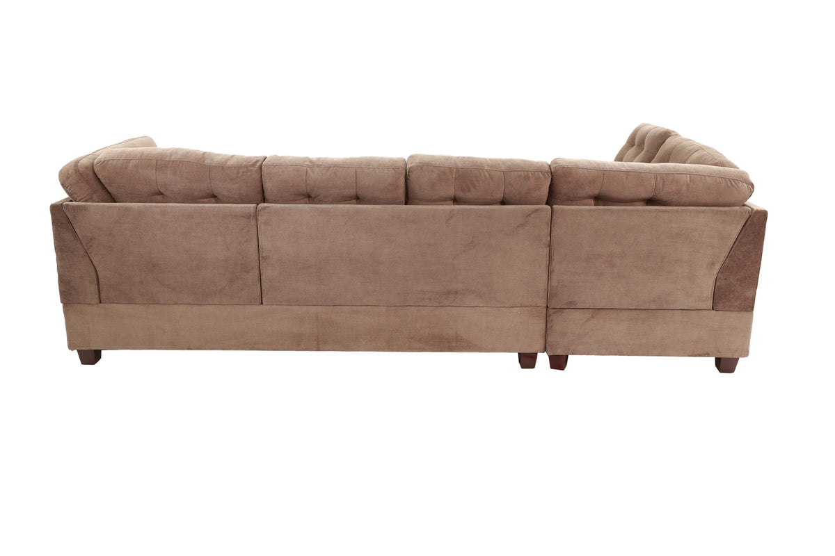Living Room Sectional Waffle Suede Truffle Color Sectional Sofa