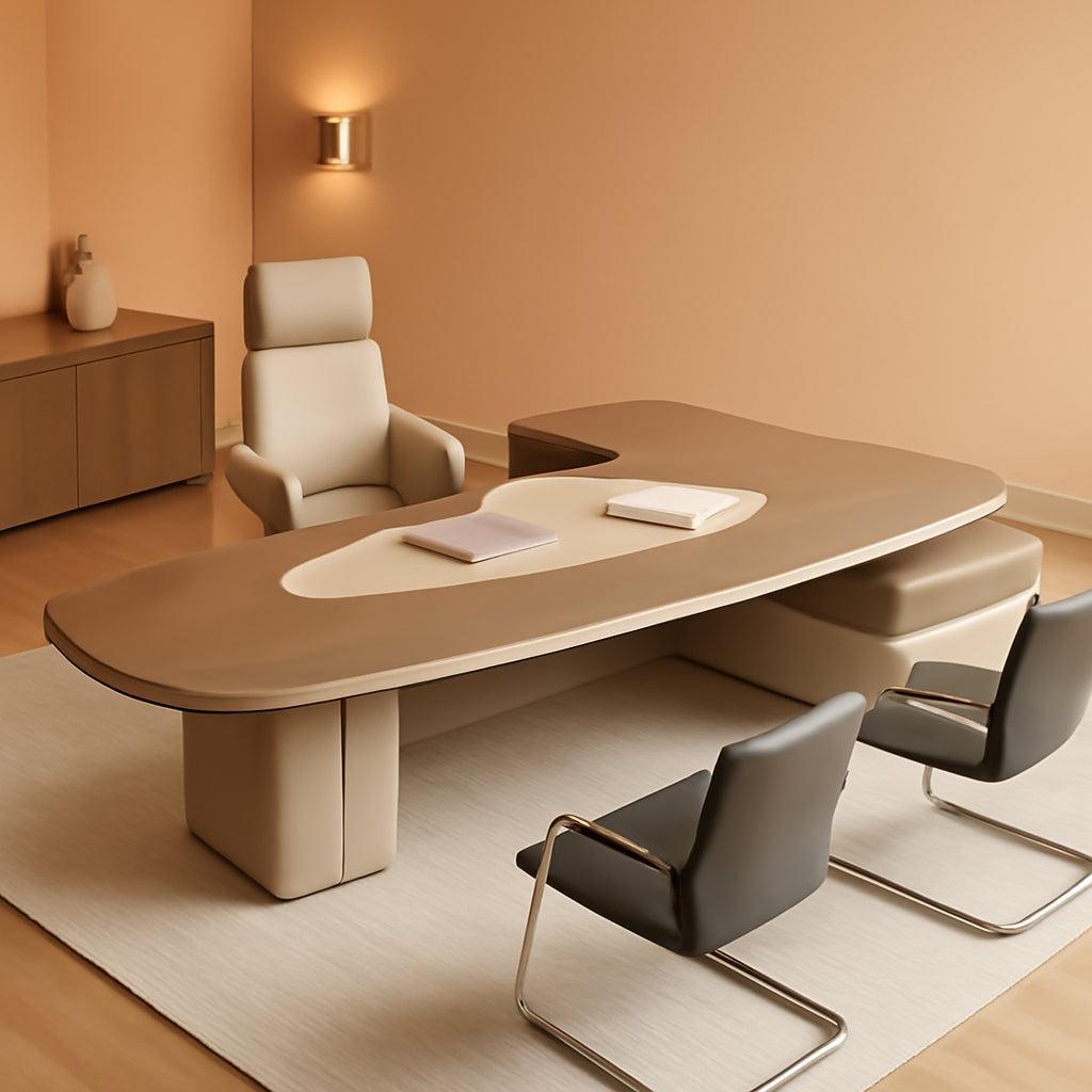 L Shaped Solid Wood Desk With Hidden Cable Hole 141.7 In