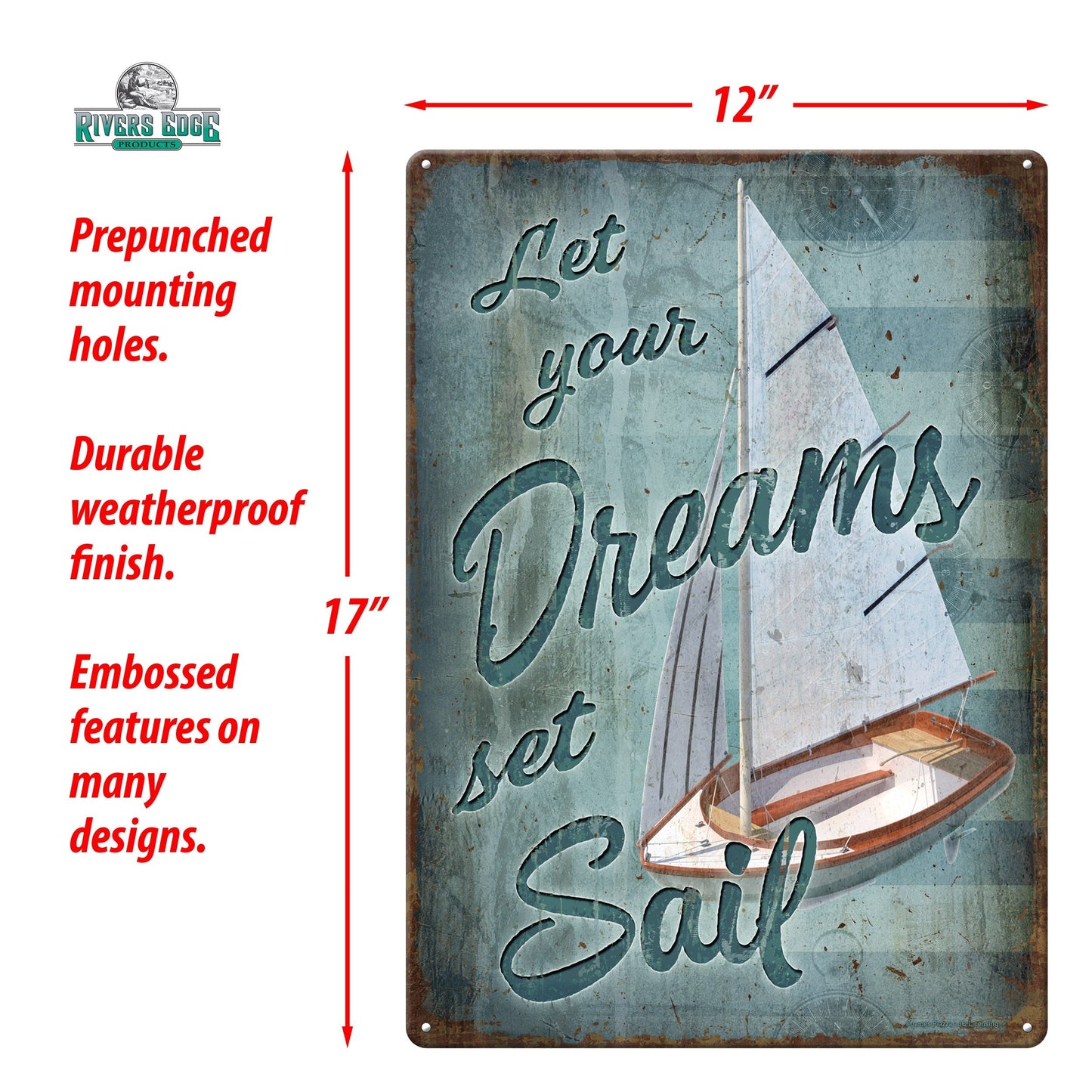 Tin Sign 12in x 17in-Dreams Sail