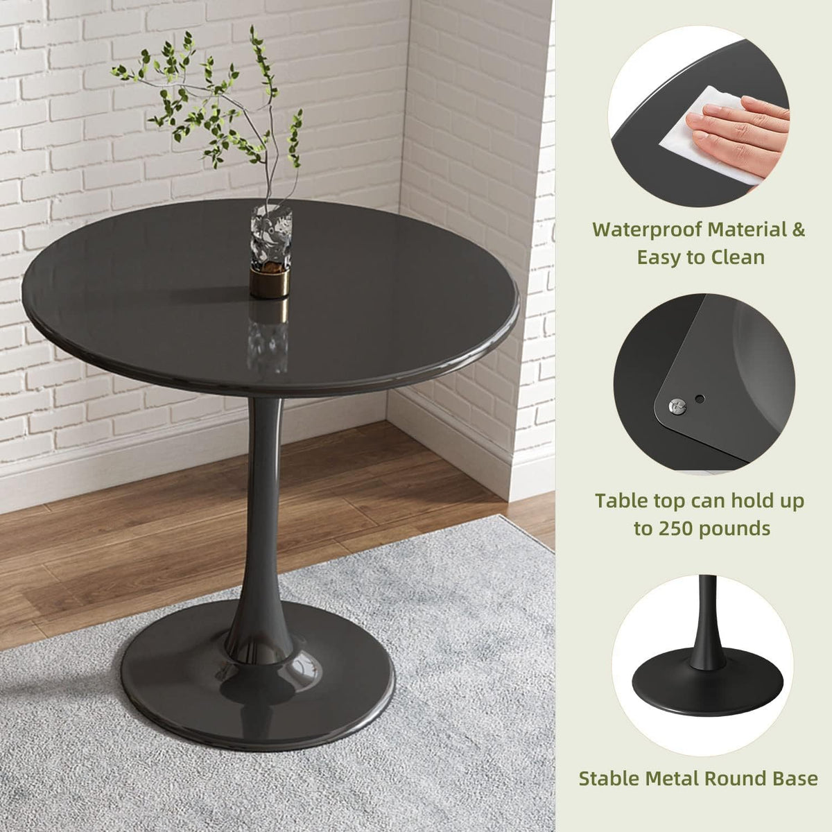 Black Round Modern Dining Table