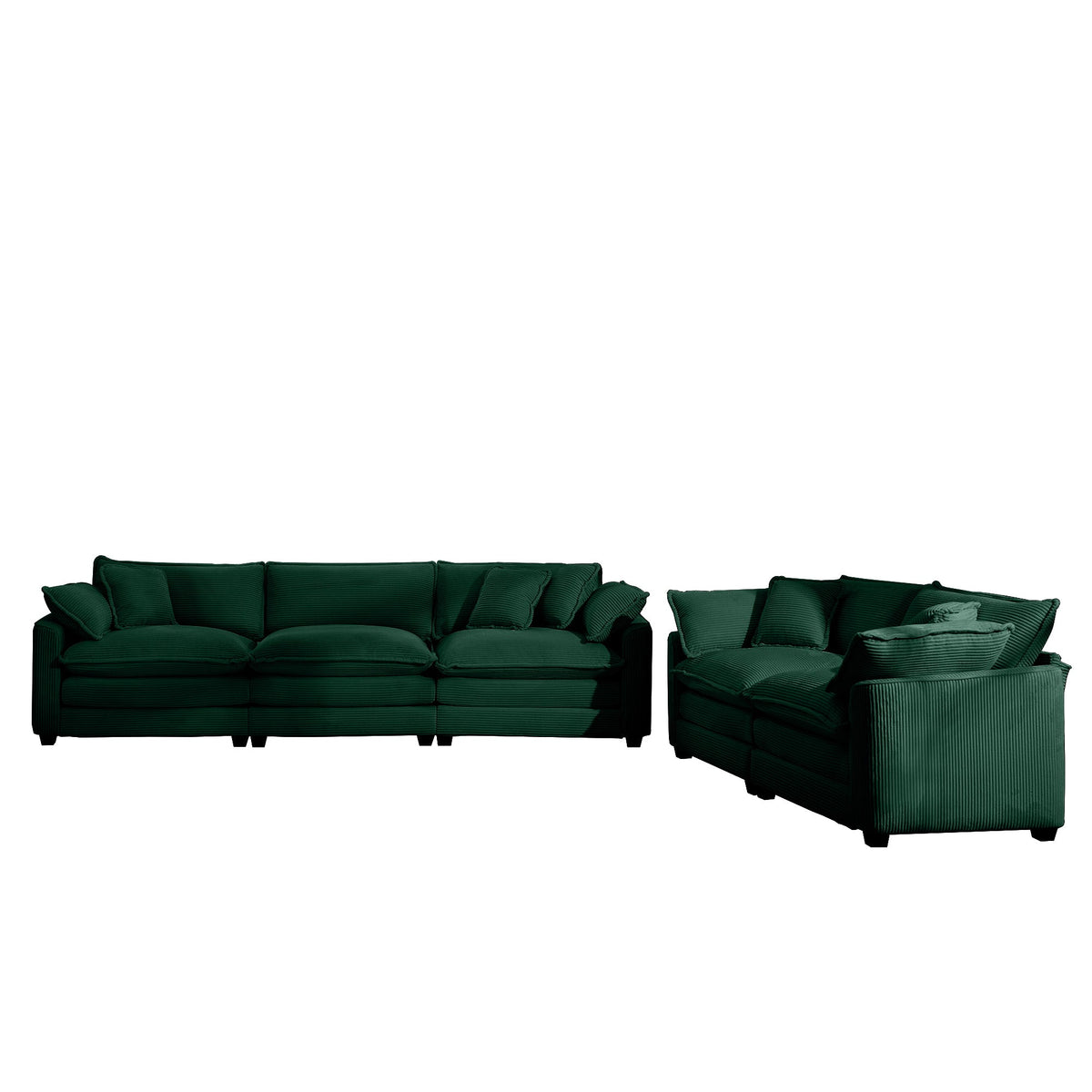 Modern Fabric Living Room Sofa Two Piece Set