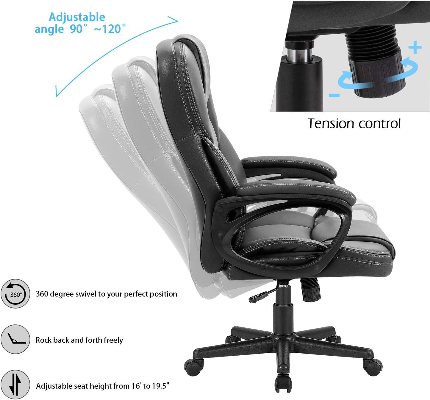 Office Executive Chair Black Lumbar Support Desk Chair