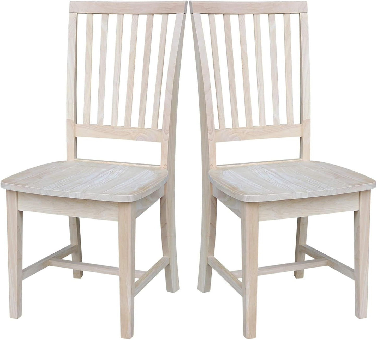 Mission Side Dining Chairs Set Of 2 Solid Parawood Unfinished 39.2 Inch Height