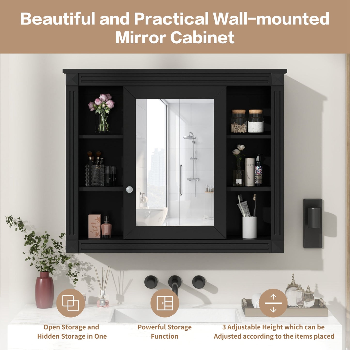 35'' x 28'' Wall Mounted Bathroom Storage Cabinet