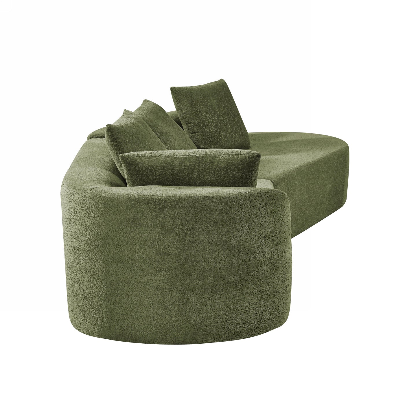 116' Modern Curved Sectional Sofa with High-Density Fully Compressed Sponge and Chaise Lounge, Pearl Upholstery, 2-Piece Set, Fully Assembled Right Hand Facing, Perfect for Living Room, Lounge