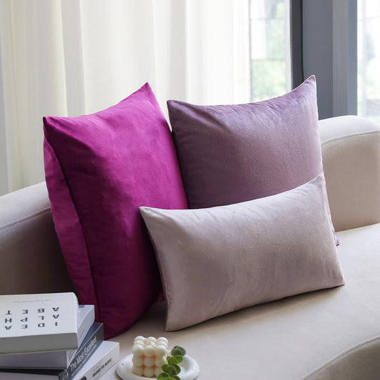 Mixed well colors of purple, lavender and silver Pack of 3 velvet throw pillow covers and inserts included 3 sizes of 1 of 20"x20", 1 of 18"x18"and 1 of 12"x20", 20x20 inch.