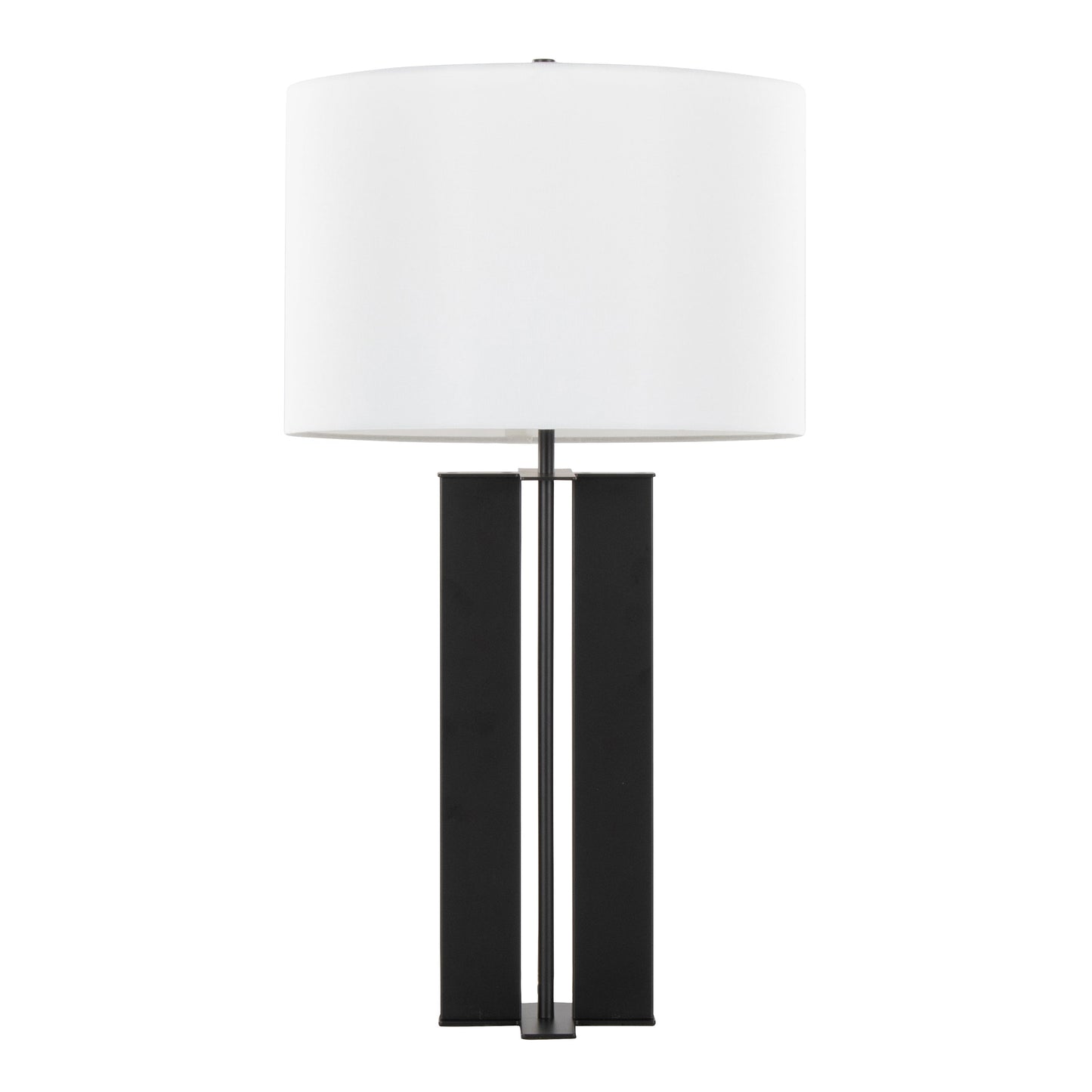 Cosmo 28' Contemporary Metal Table Lamp in Black Metal and White Linen by LumiSource