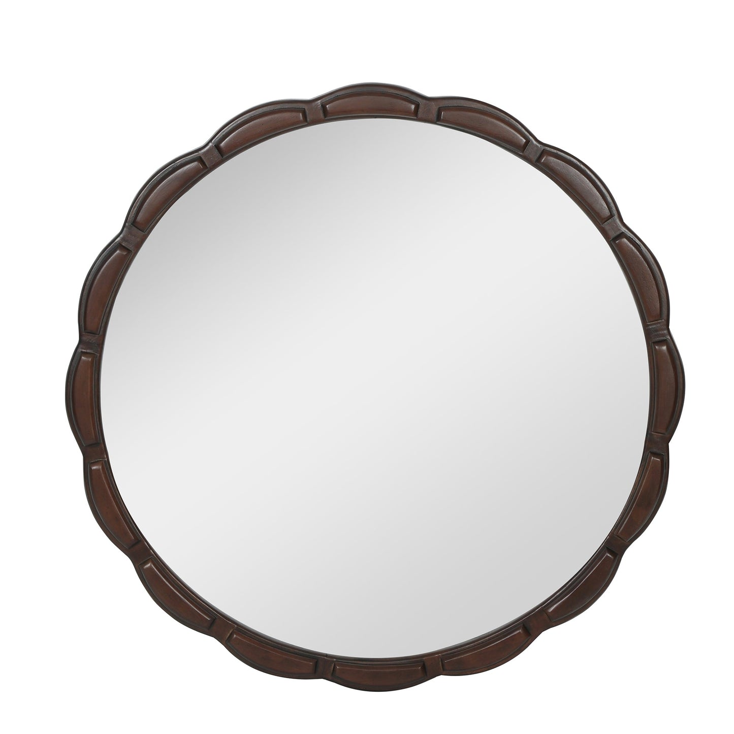 Round Wood Wall Mirror - 31.5" Farmhouse Rustic Accent