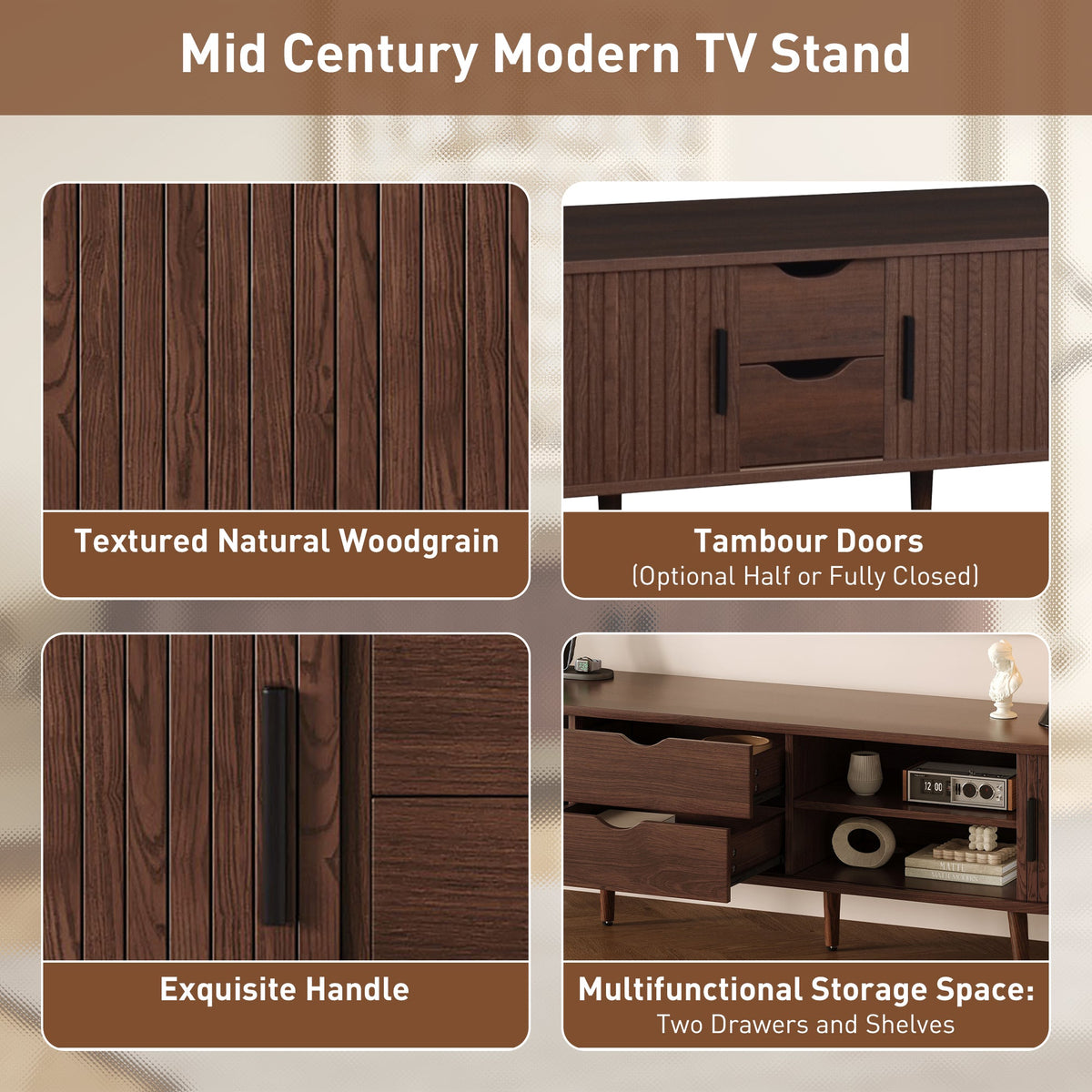 70 Inch Mid Century Modern TV Stand