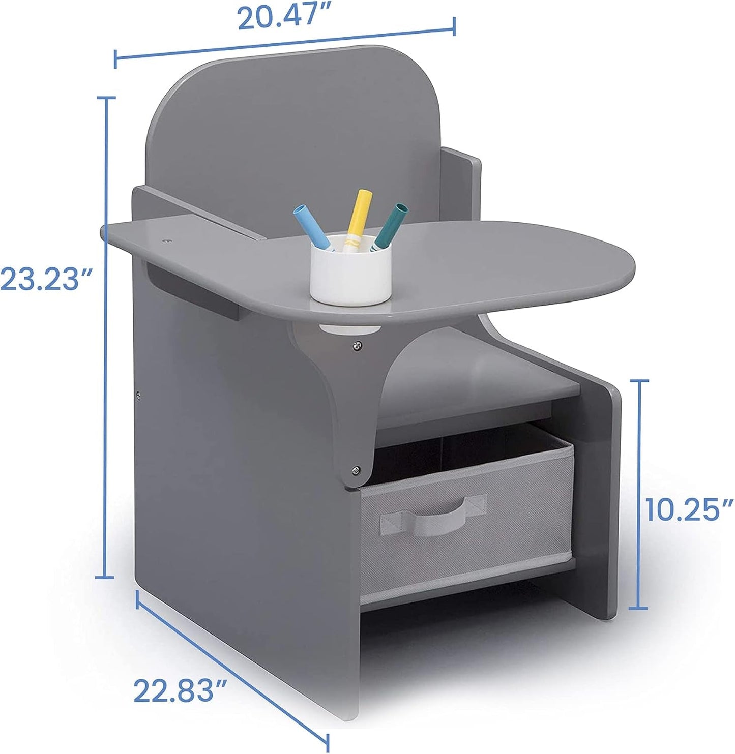 Mysize Chair Desk With Removable Cup Holder Grey Bin