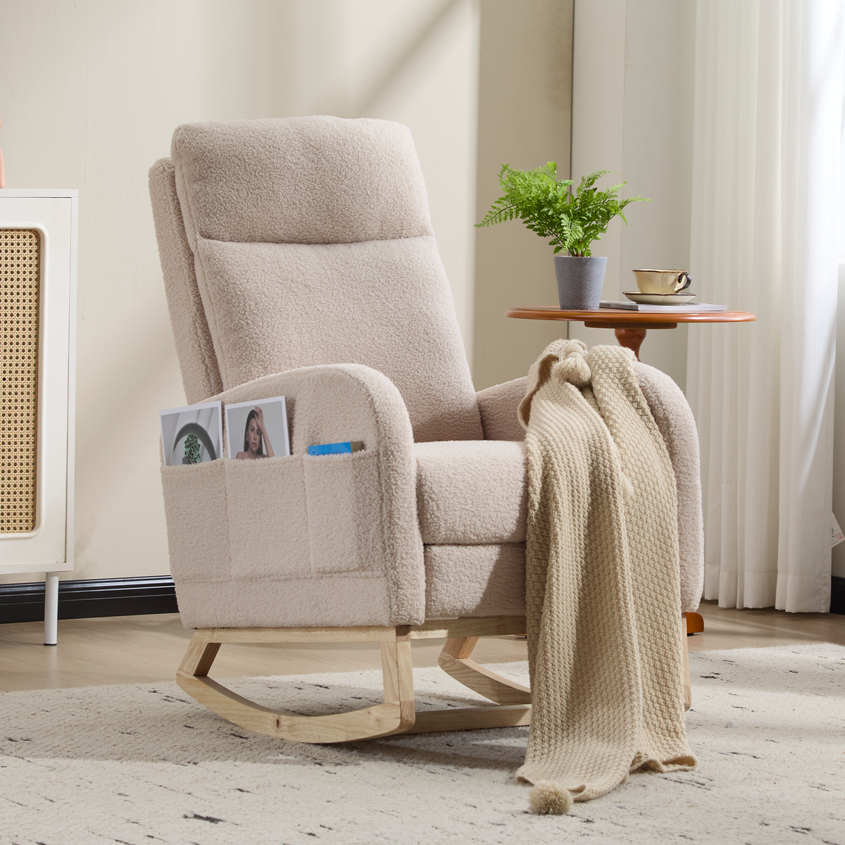 Teddy Upholstered Nursery Glider Rocking Chair with Footrest