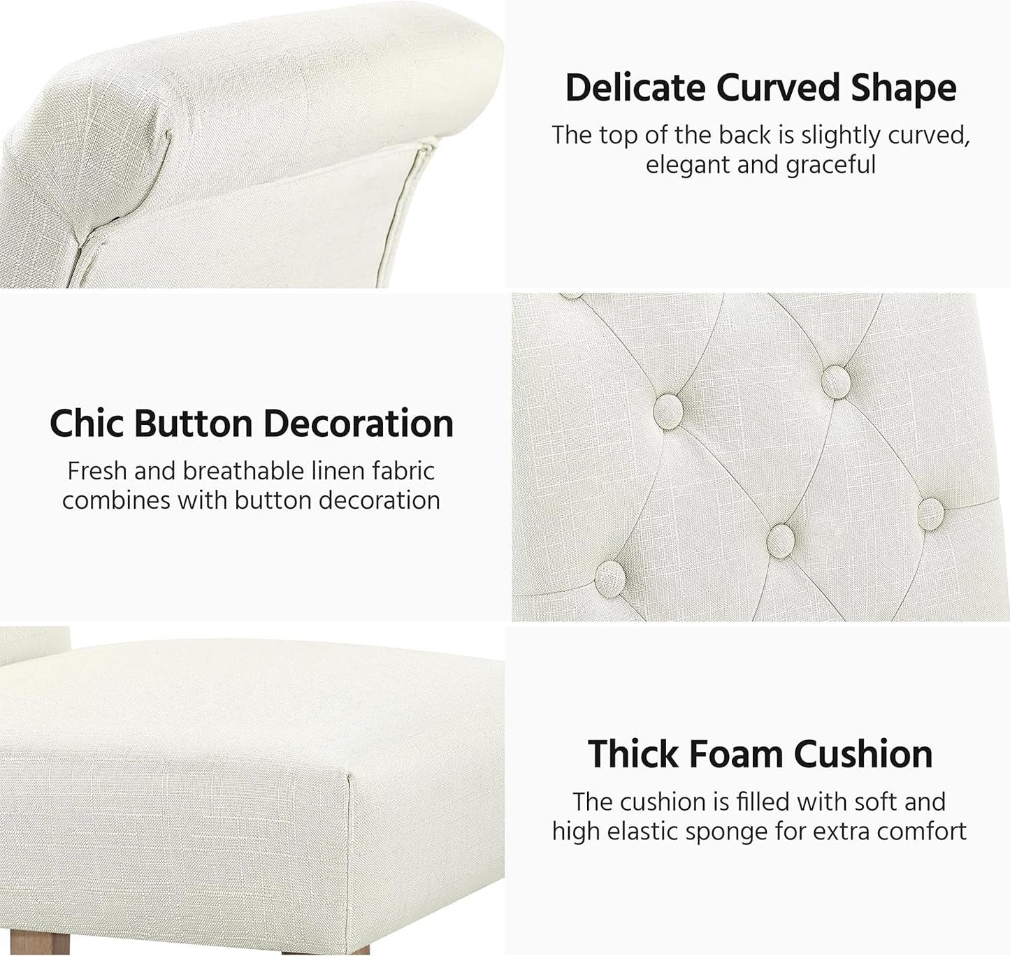 Beige Tufted Upholstered Dining Chairs Set Of 2 For Kitchen