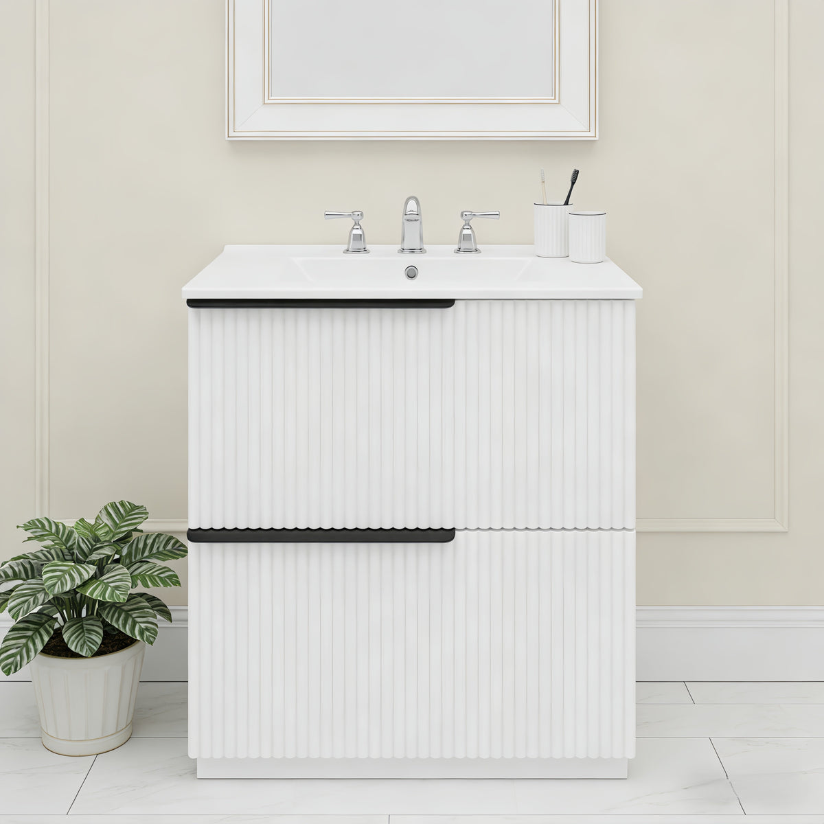 30" Bathroom Vanity with Ceramic Sink