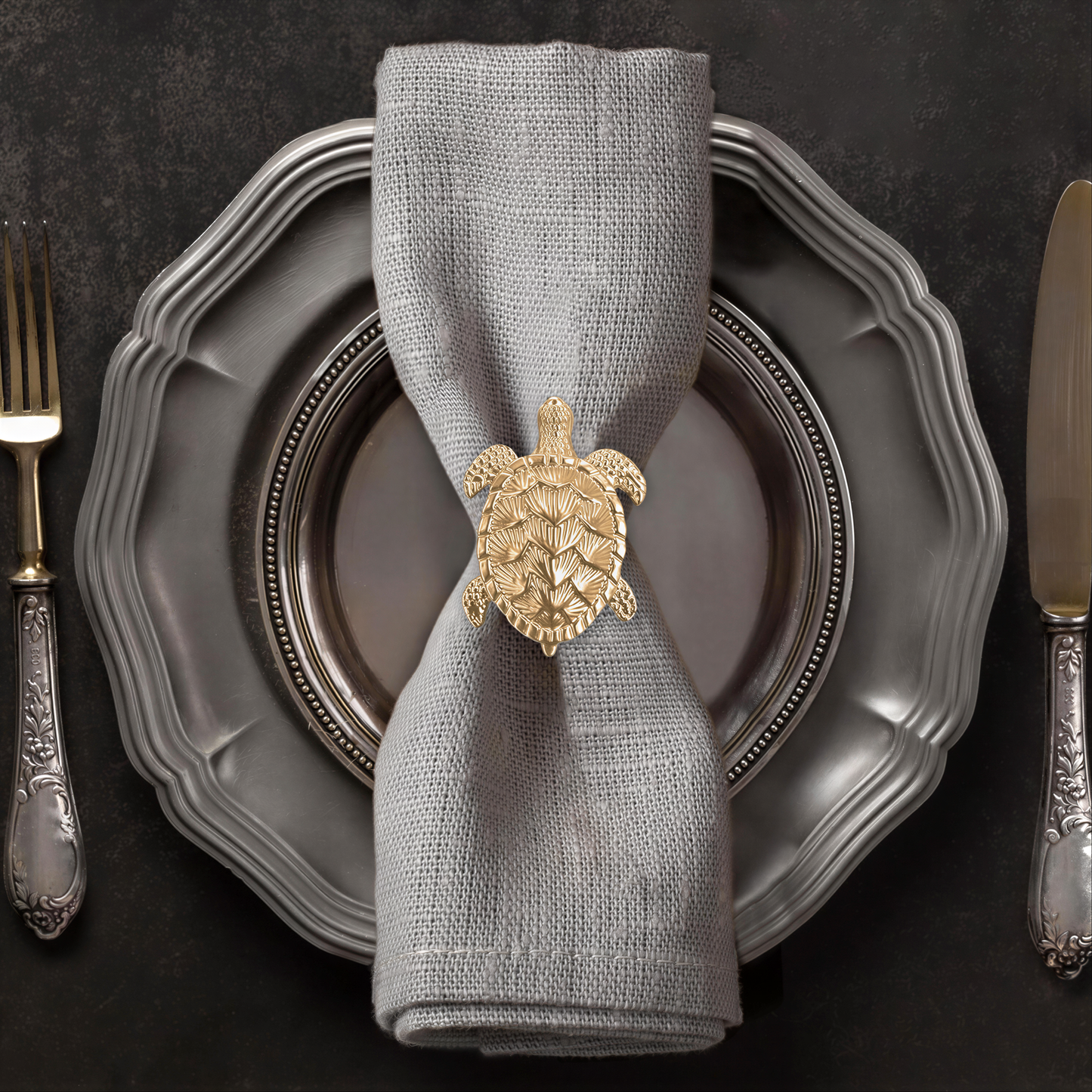 Gold Turtle Napkin Rings – Elegant Rust Resistant Table Decor Set for Dining
