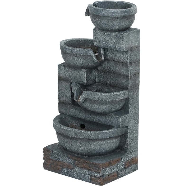 Garden Fountain - Tall Outdoor Waterfall Fountain with LED Lights