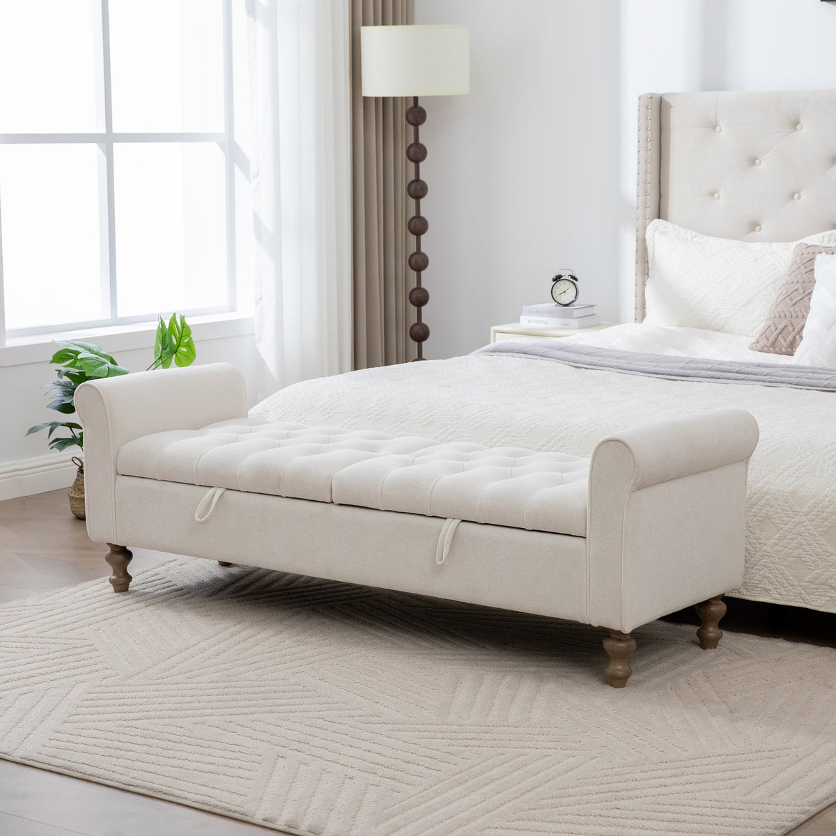 65.75" Wide Modern Upholstered Storage Bench