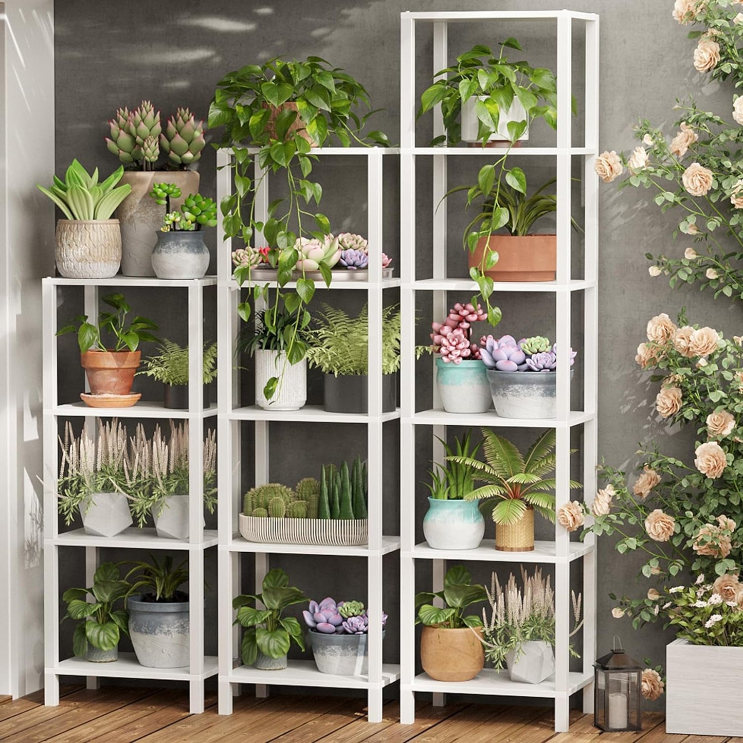 Six Tier Tall White Bookshelf For Small Spaces Living Room