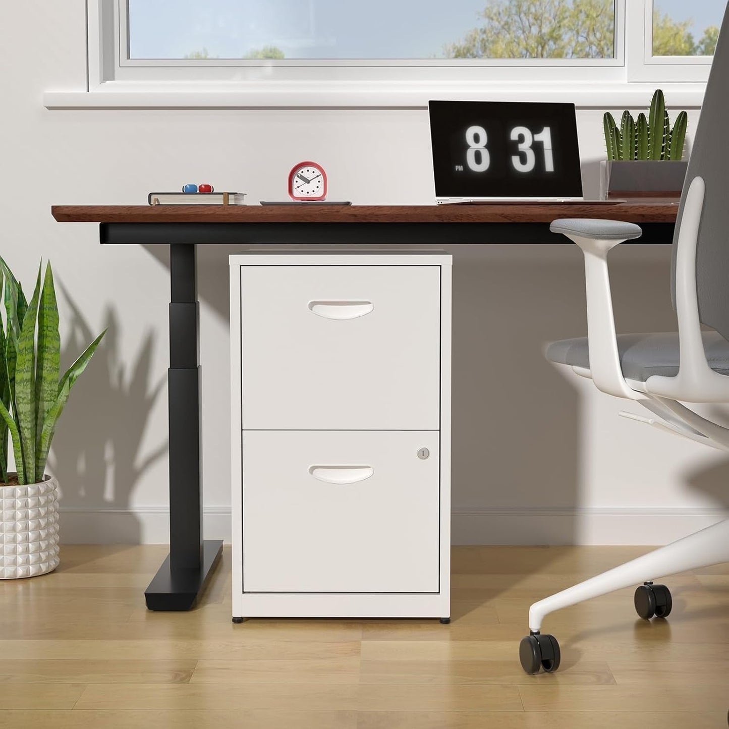 White 2 Drawer Locking Metal Vertical File Cabinet