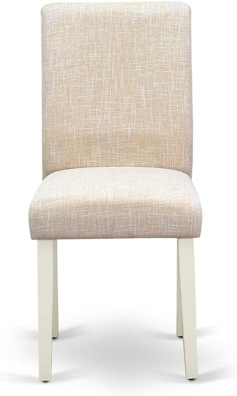 Light Beige Linen Upholstered Dining Chairs Set Of 2