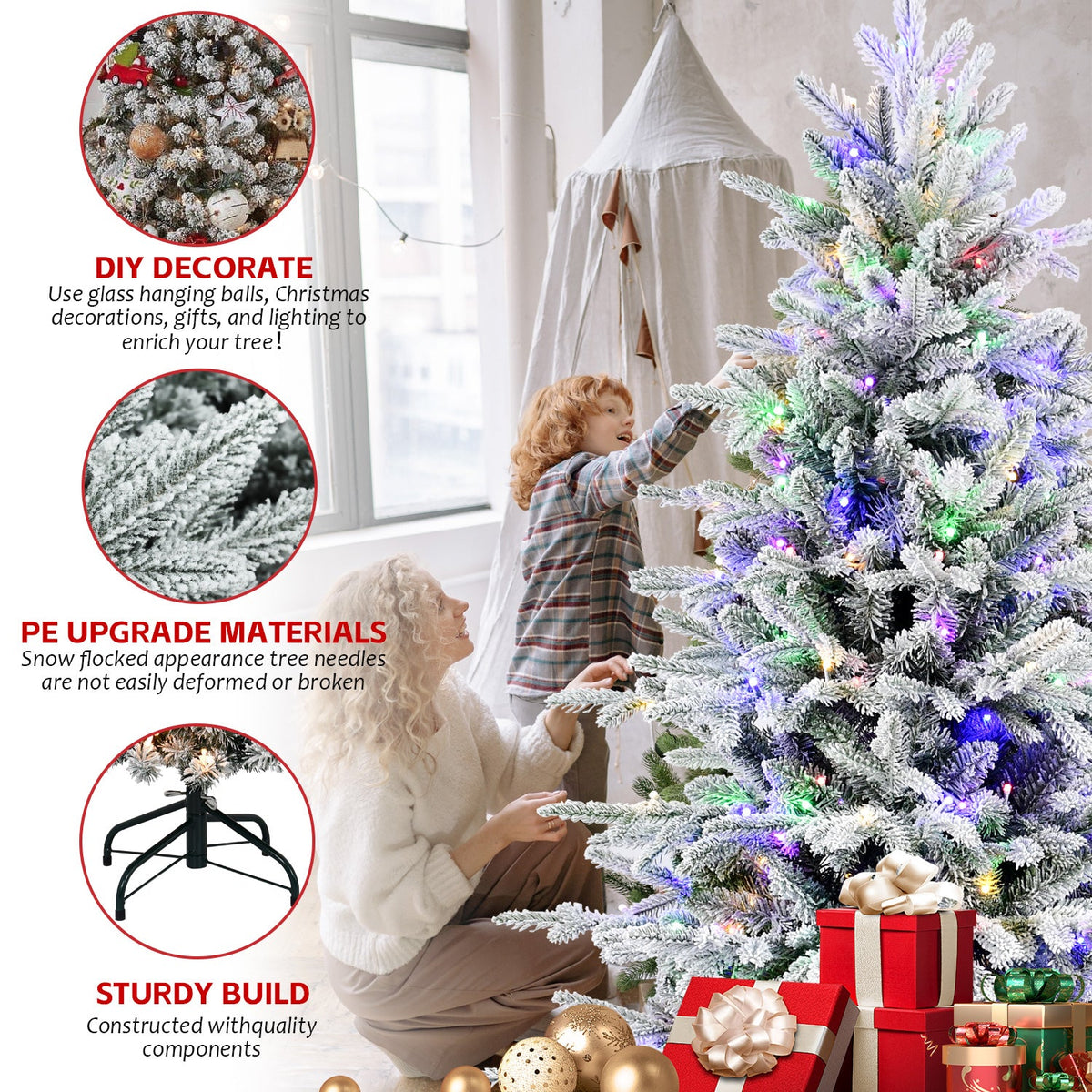 6FT PE+PVC Flocked Artificial Christmas Tree