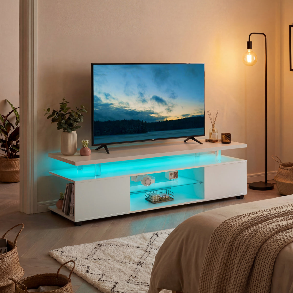 LED TV Stand for 60 Inch TVs - White