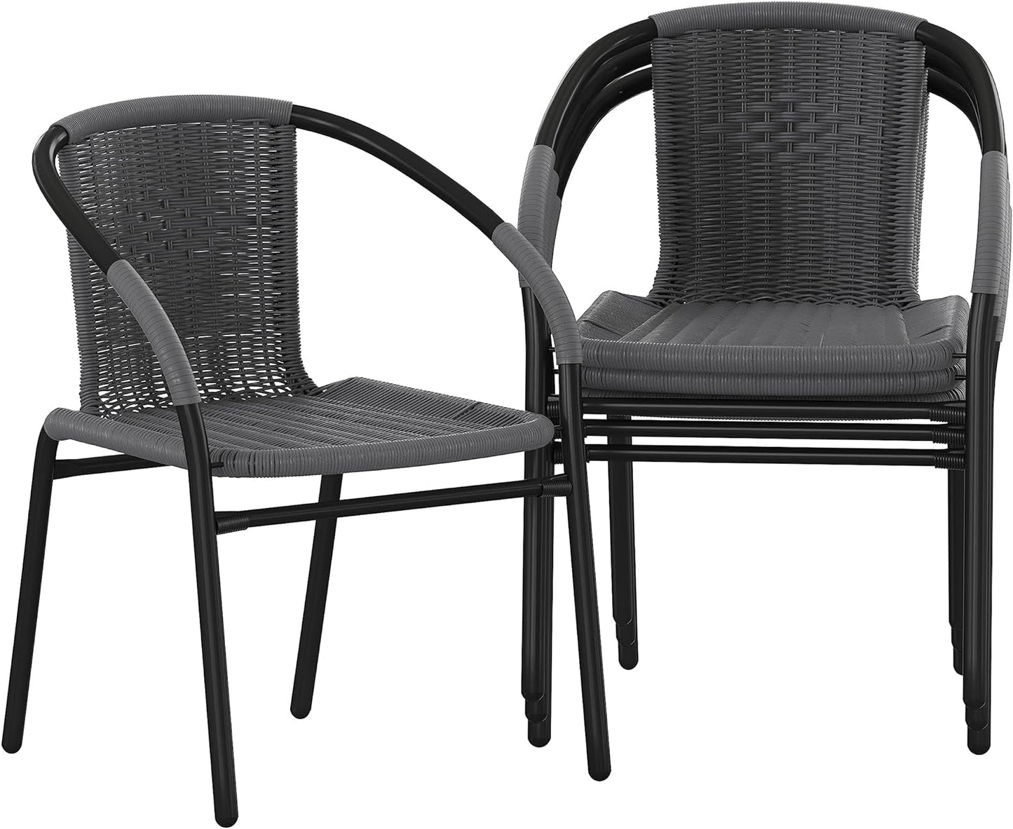Modern Stackable Rattan Dining Chairs Set for Outdoor