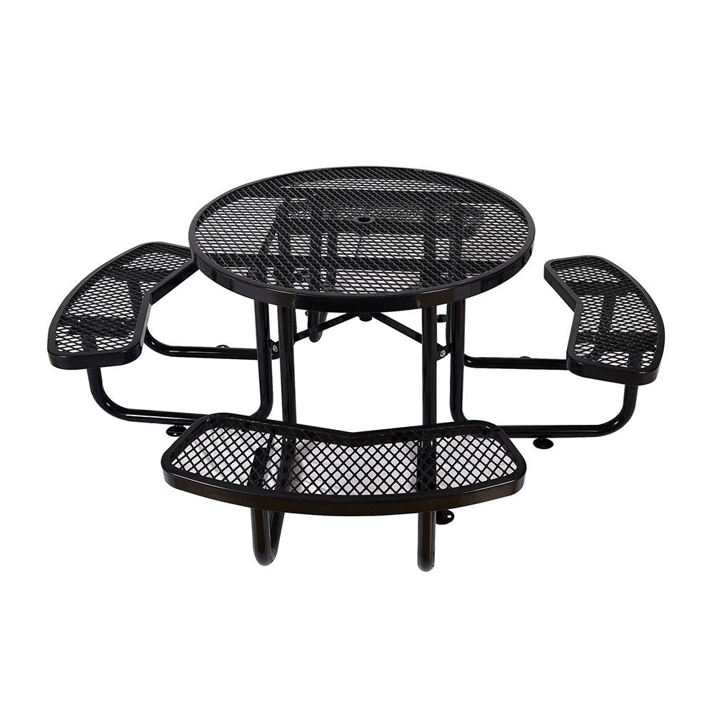 Large 46" Heavy Duty Round Outdoor Steel Picnic Table With Umbrella Hole (SAK96428)
