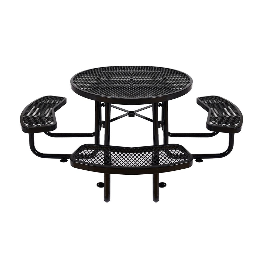 Large 46" Heavy Duty Round Outdoor Steel Picnic Table With Umbrella Hole (SAK96428)