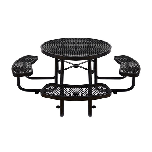 Large 46" Heavy Duty Round Outdoor Steel Picnic Table With Umbrella Hole (SAK96428)