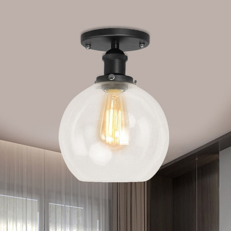 Naomi - Industrial Glass Globe Semi-Flush Mount Light
